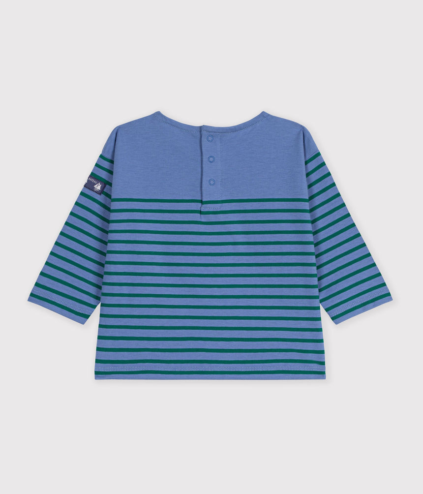 BABIES' LONG-SLEEVED STRIPY COTTON T-SHIRT
