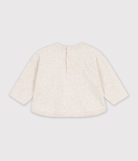 BABIES' LONG-SLEEVED PLAIN COTTON T-SHIRT WITH A MOTIF