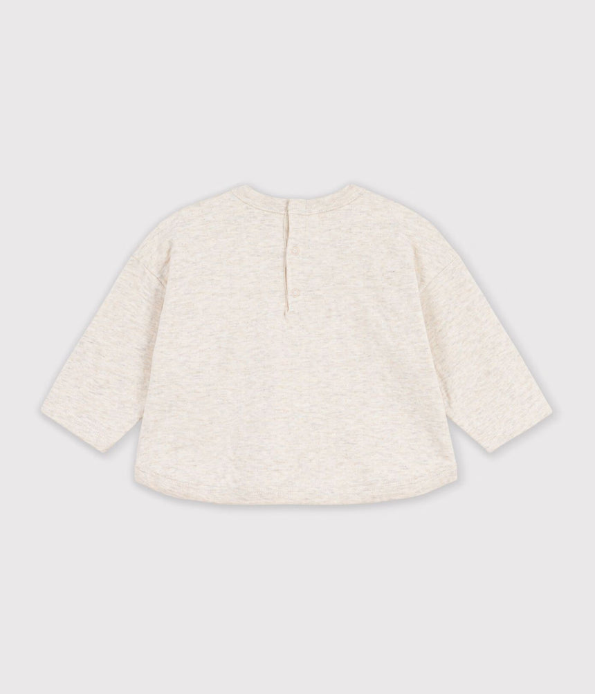 BABIES' LONG-SLEEVED PLAIN COTTON T-SHIRT WITH A MOTIF