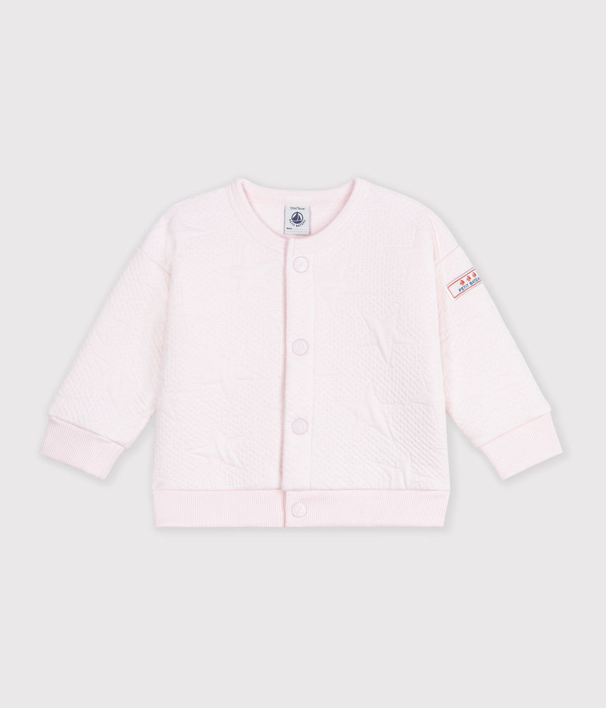 BABIES' CARDIGAN IN THICK COTTON WITH A STAR MOTIF
