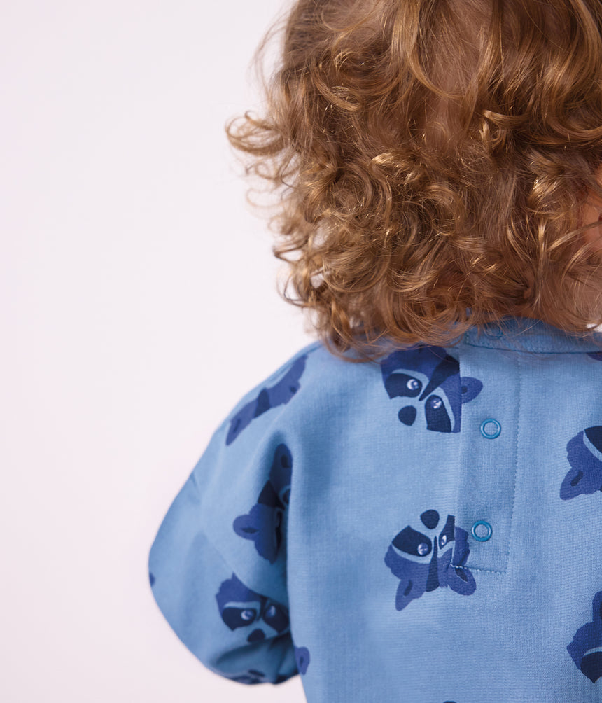 BABIES' SWEATSHIRT AND TROUSERS SET IN ANIMAL-THEMED PRINTED COTTON