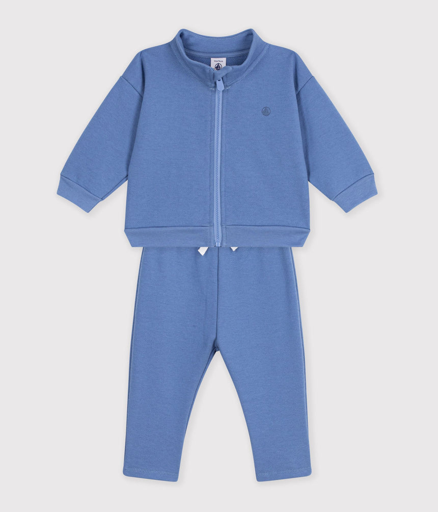 BABIES' SWEATSHIRT AND TROUSERS SET IN PLAIN COTTON