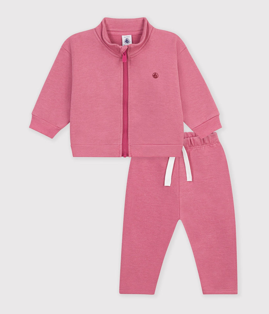 BABIES' SWEATSHIRT AND TROUSERS SET IN PLAIN COTTON