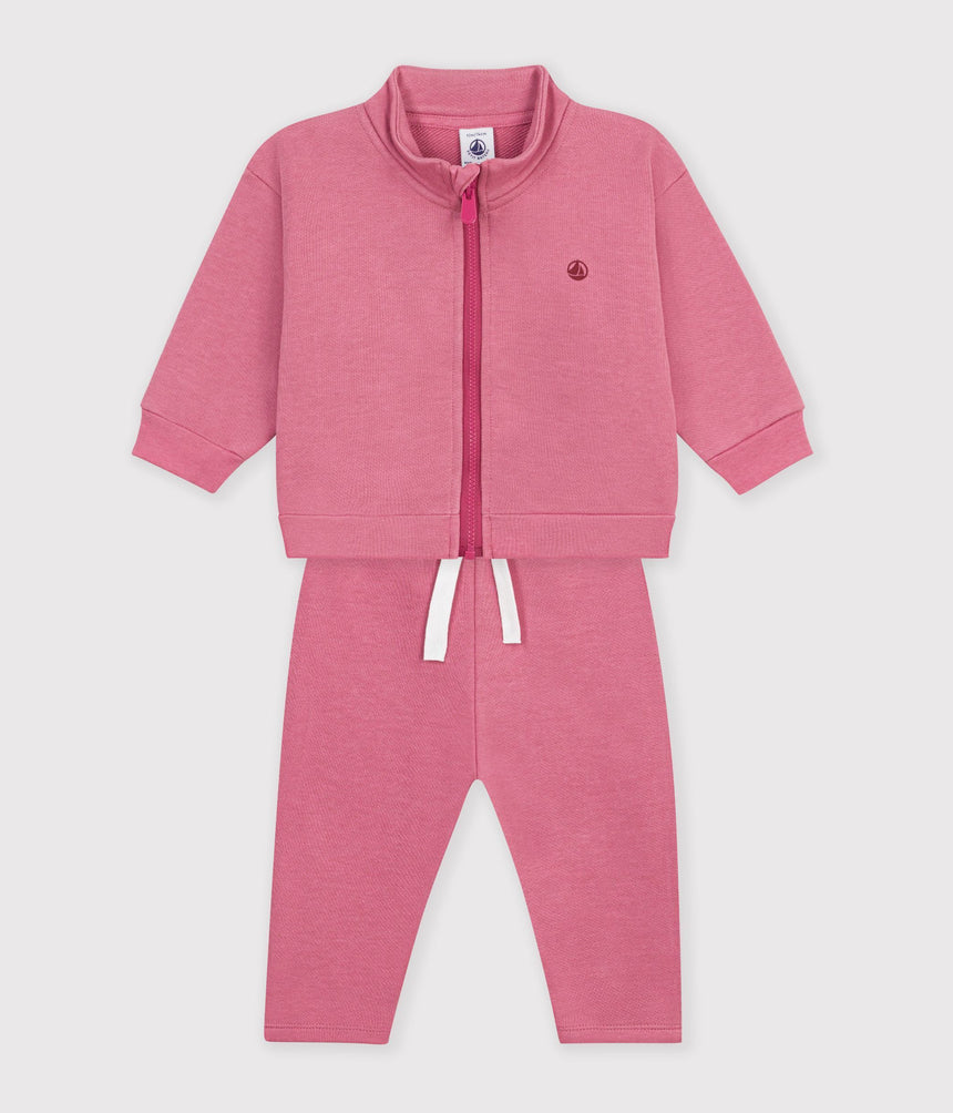 BABIES' SWEATSHIRT AND TROUSERS SET IN PLAIN COTTON