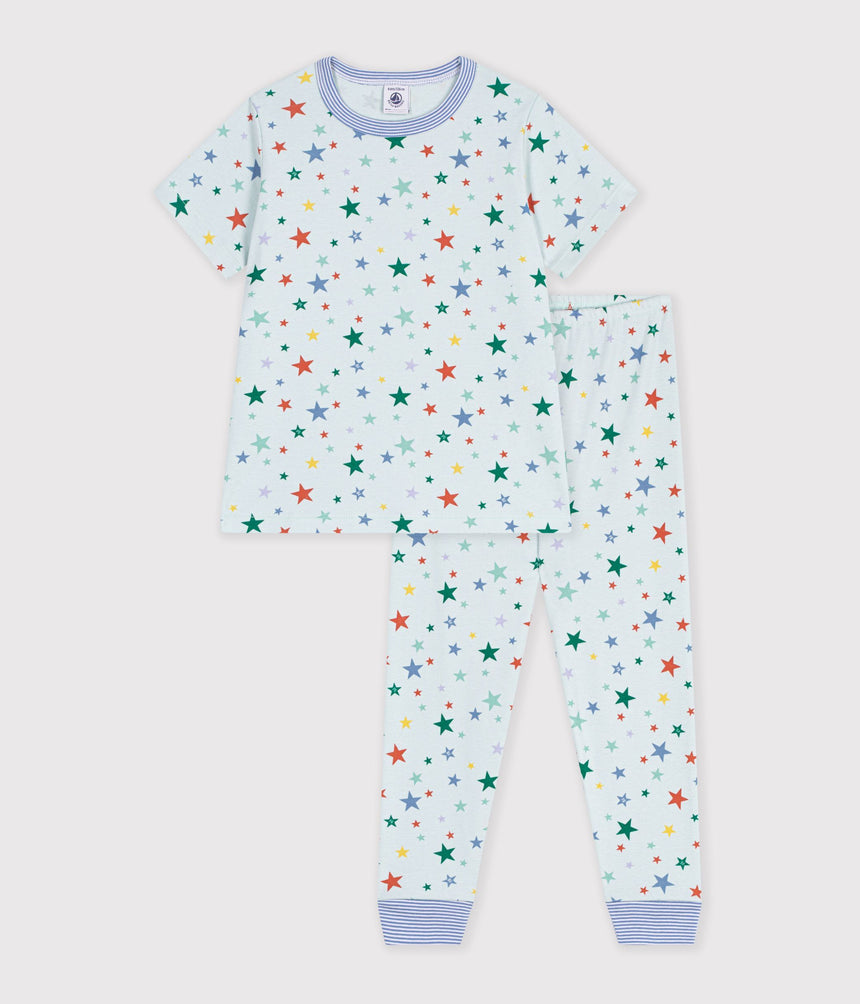 CHILDREN'S PRINTED COTTON PYJAMAS WITH SHORT SLEEVES AND LONG LEGS