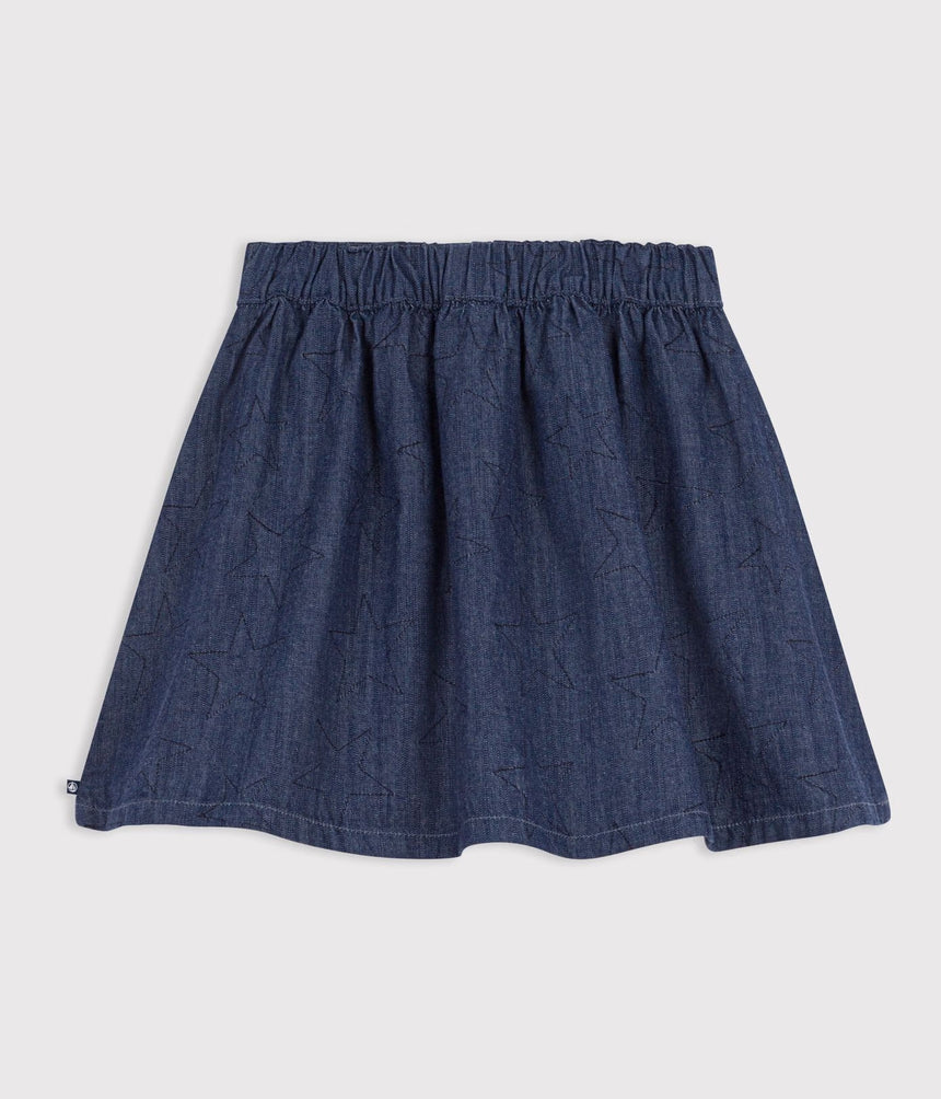 SHORT SKIRT IN PLAIN DENIM WITH A STAR PATTERN