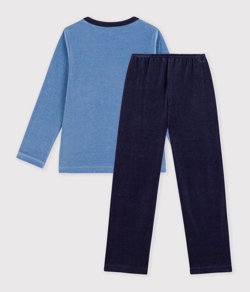 CHILDREN'S PLAIN VELOUR PYJAMAS WITH A FUN MOTIF