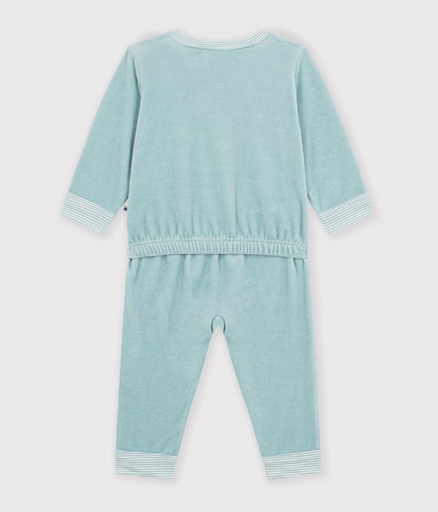BABIES' PLAIN VELOUR POPPER-FREE PYJAMAS