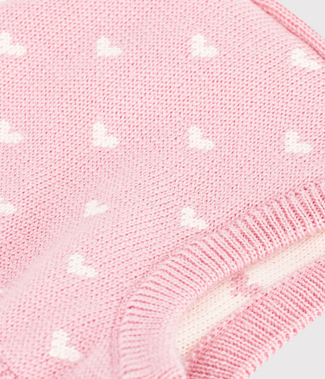BABIES' HEART PRINT BALACLAVA IN WOOL AND COTTON