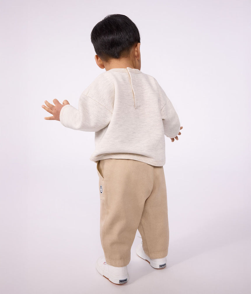 BABIES' PLAIN AND BOAT PATTERNED COTTON SWEATSHIRT