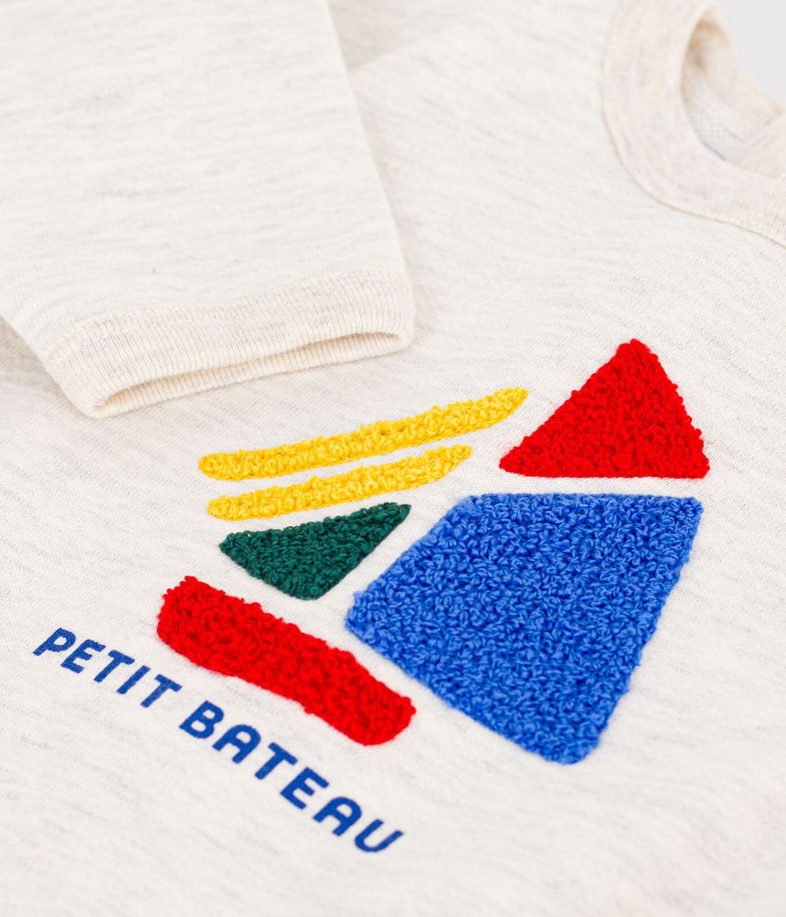 BABIES' PLAIN AND BOAT PATTERNED COTTON SWEATSHIRT