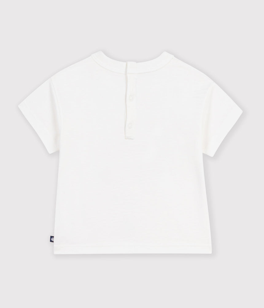 BABIES' PLAIN SHORT-SLEEVED PATTERNED COTTON T-SHIRT