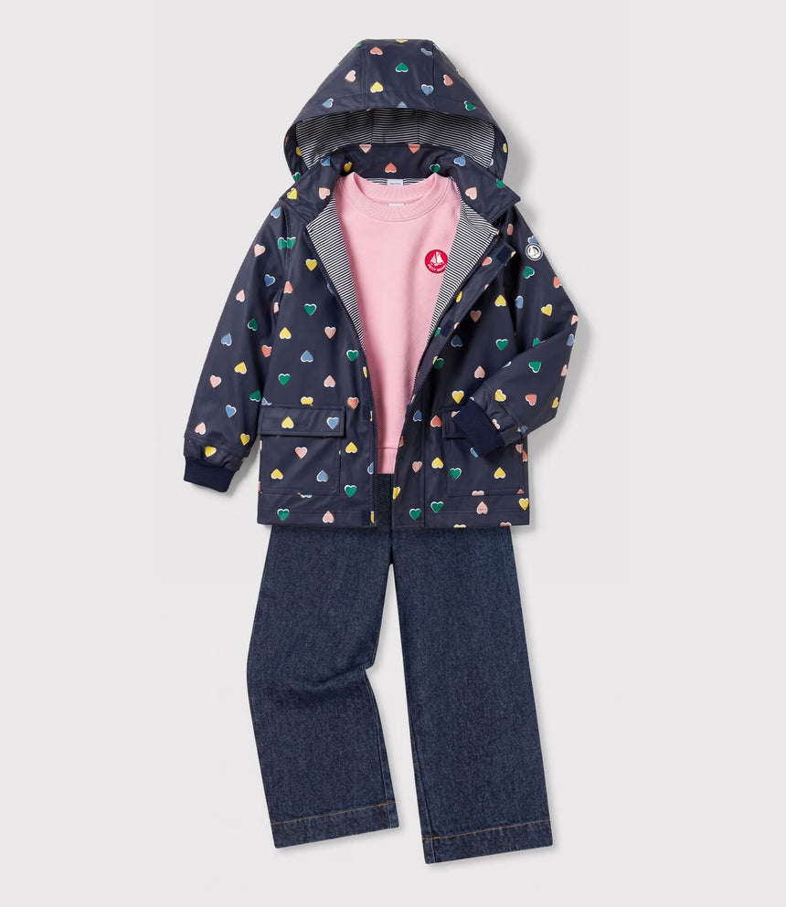 CHILDREN'S HEART PRINT RAINCOAT