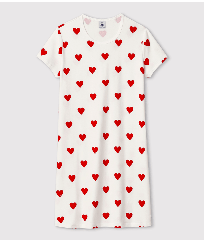 GIRLS' HEART PATTERNED COTTON NIGHTDRESS