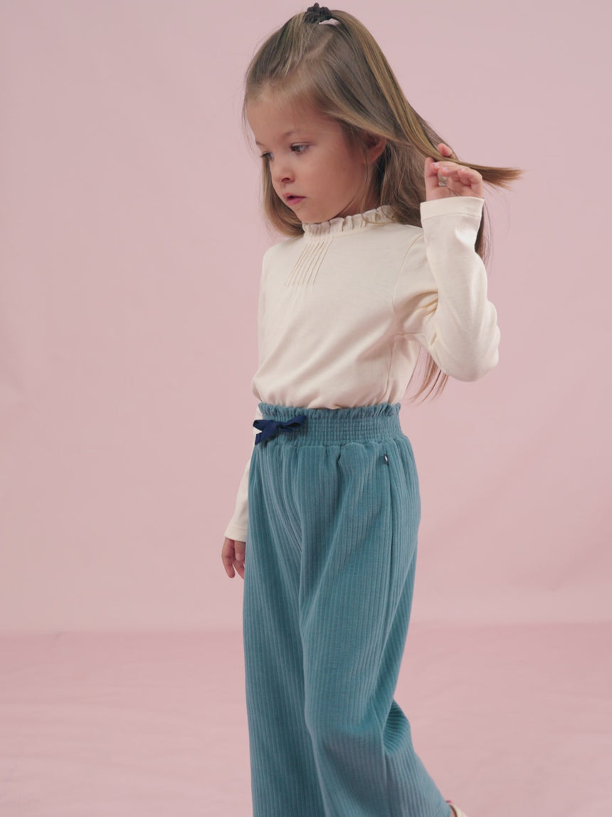 Girls Loose Fit Velvet Trousers