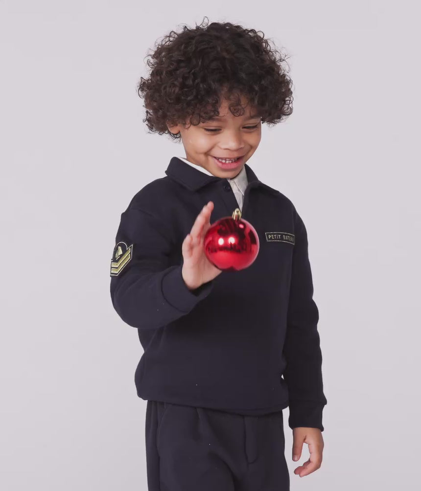 CHILDREN'S PLAIN COTTON POLO-STYLE SWEATSHIRT