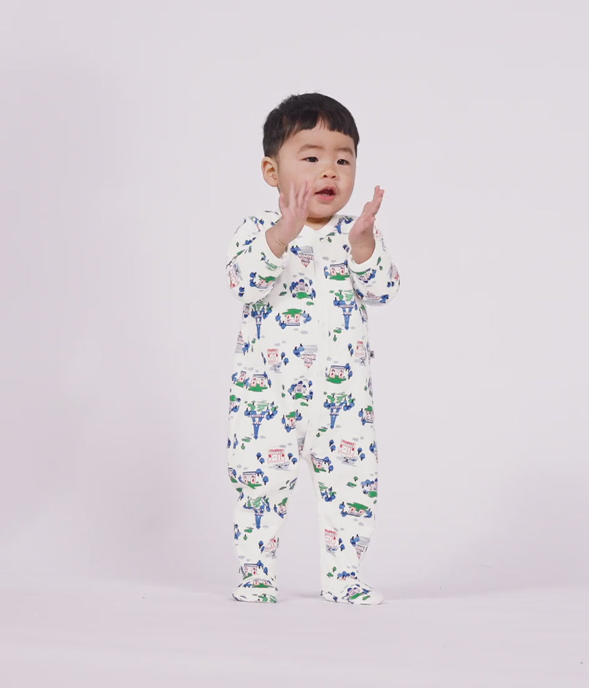 BABIES' PARIS PRINT FLEECE PYJAMA SUIT