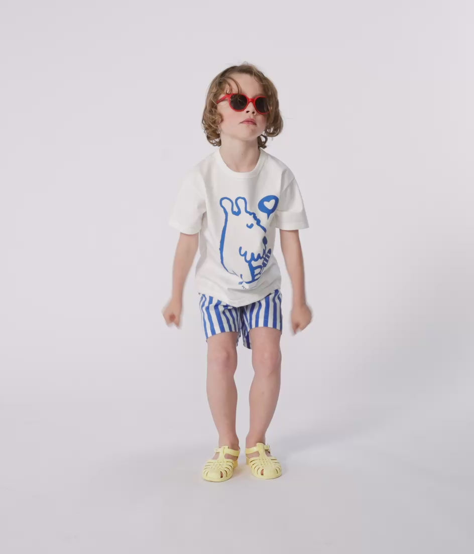 CHILDREN'S STRIPED COTTON SWIM SHORTS