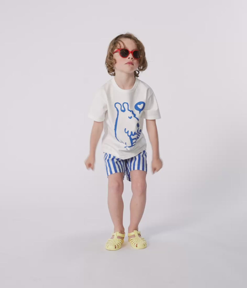 CHILDREN'S STRIPED COTTON SWIM SHORTS
